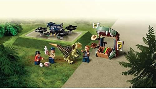 LEGO 75934 Jurassic World Dilophosaurus auf der Flucht Set mit 3 Minifiguren, Drohne und Dinosaurier