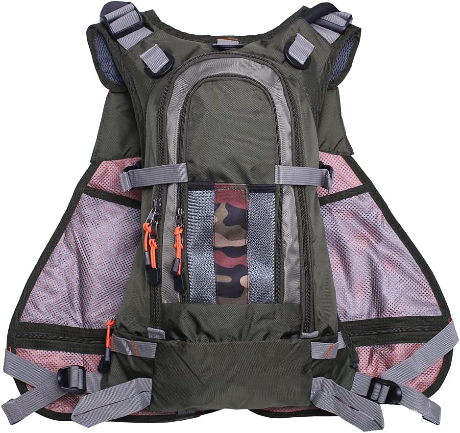 Kylebooker Fliegenfischen Weste Angelweste Einstellbare Grösse Maschen Multi-Taschen Jacke Einheitsg