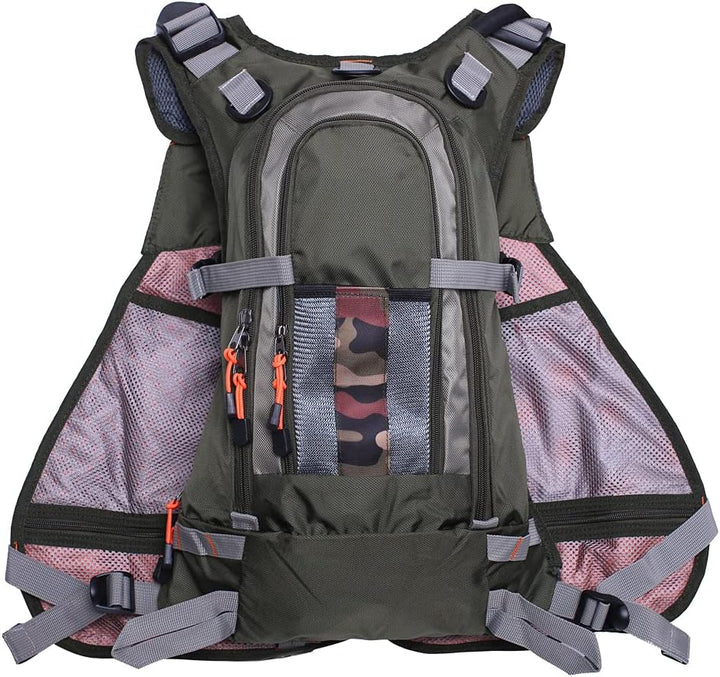 Kylebooker Fliegenfischen Weste Angelweste Einstellbare Grösse Maschen Multi-Taschen Jacke Einheitsg