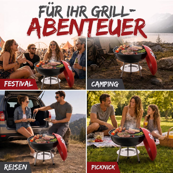 Micro BBQ Campinggrill Kugelgrill Mini Grill; Kompakter Reise Holzkohle-Grill Tischgrill Edelstahl e