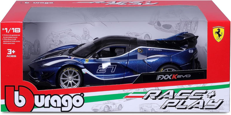 Bburago Ferrari FXX-K EVO: Modellauto im Massstab 1:18, Ferrari Race & Play Serie, Türen, Kofferraum