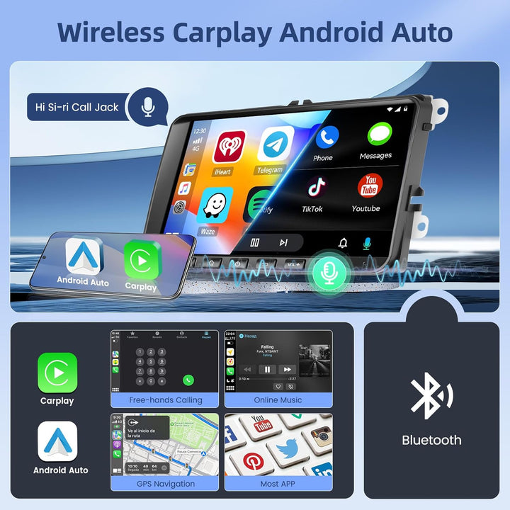 Hikity DAB/DAB+ [4+64GB] Android 15 Autoradio für VW Golf 5 6 Passat Polo Tiguan Touran Caddy Skoda