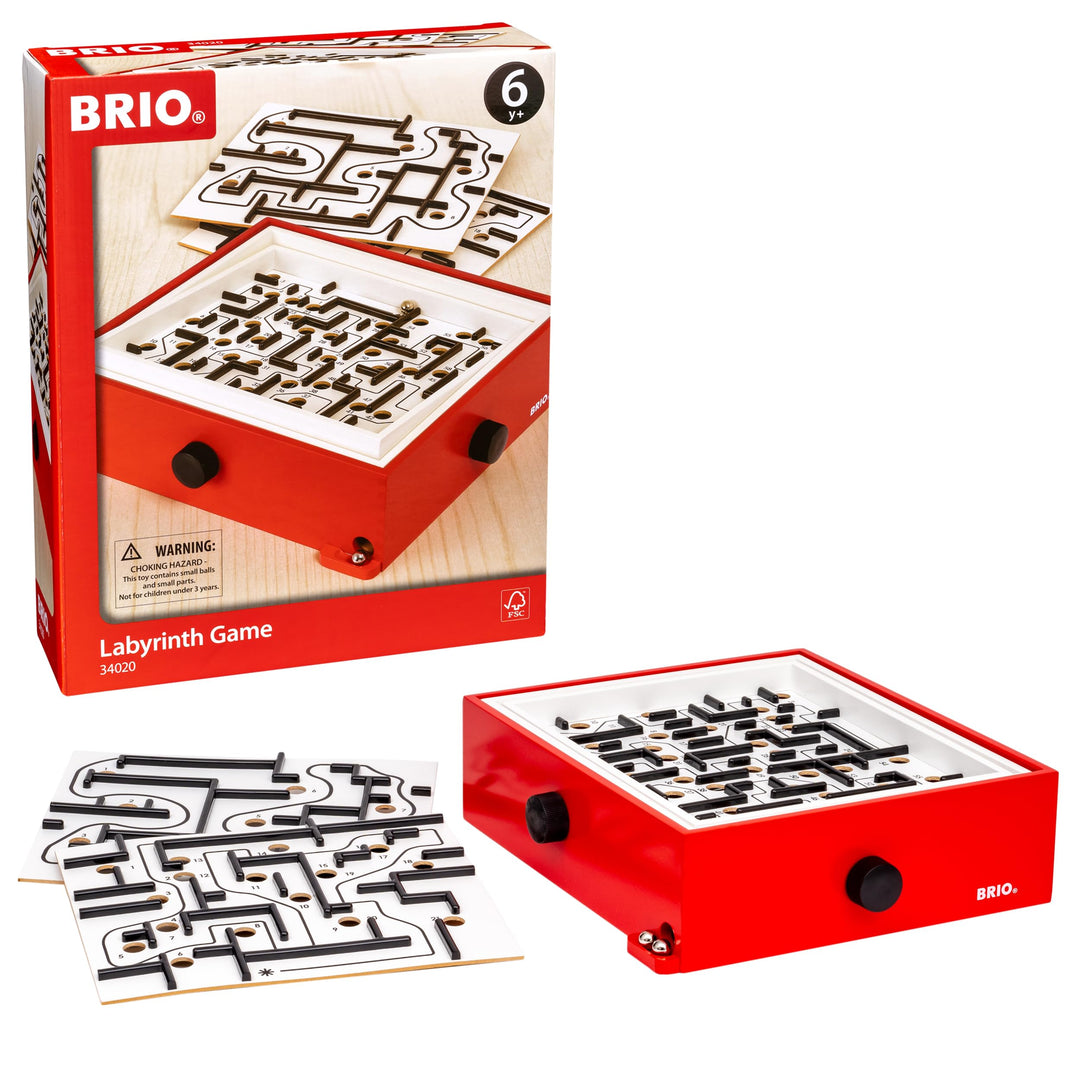 BRIO 34020 - Labyrinth mit Übungsplatten, rot - Der schwedische Geschicklichkeits-Klassiker in DREI