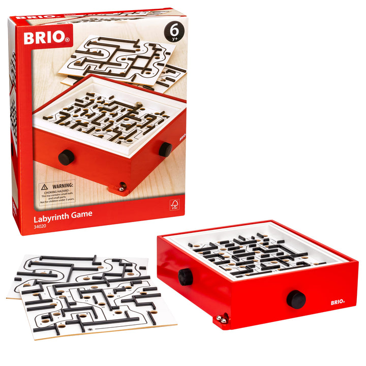 BRIO 34020 - Labyrinth mit Übungsplatten, rot - Der schwedische Geschicklichkeits-Klassiker in DREI
