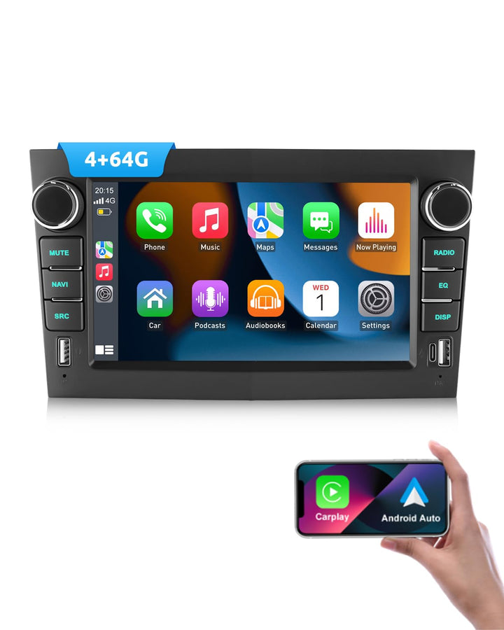 ESSGOO 4+64G Wireless Autoradio Android 14 mit Carplay und Android Auto Für Opel Corsa C/D Zafira B