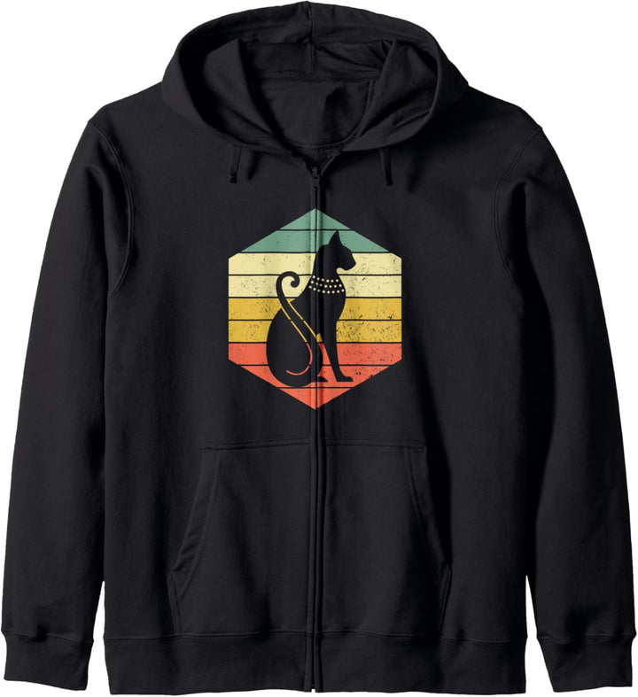 Retro Bastet Ägyptischer Katzengott Hieroglyphen Archäologie Kapuzenjacke