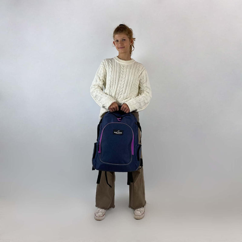 Walker 42117-267 - Rucksack Campus Evo Blue-Ivy-Pink mit 3 Fächern, Laptop-Fach, Seitentaschen, Rück