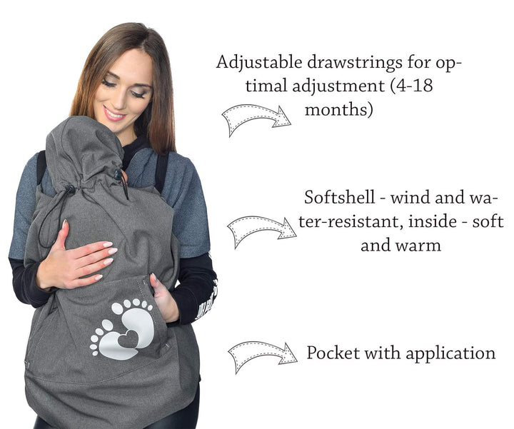 MijaCulture Softshell Tragecover, Universal Bezug für Baby Carrier Tragetücher Cape 4113 (Graphite/B