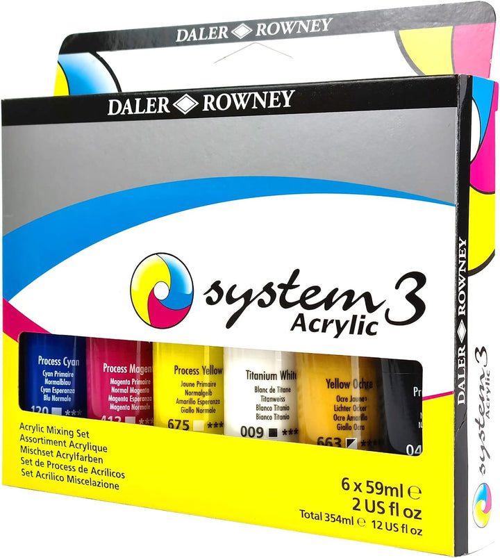 Daler Rowney System 3 Acryl Prozessset 6x59ml sortiert