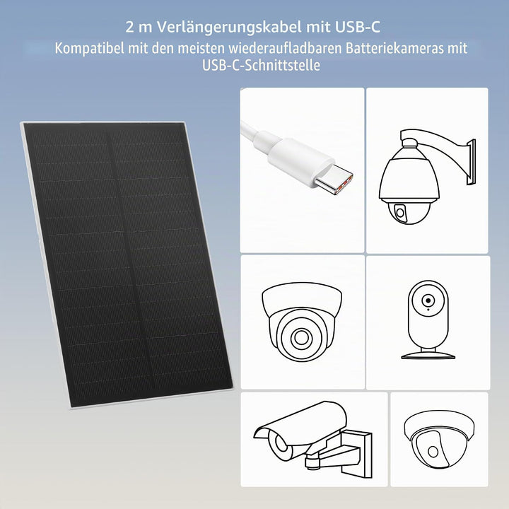 Nicesolar 8W USB-Solarpanel für Sicherheitskameras, IP65 wasserdichtes Solarpanel für den Aussenbere