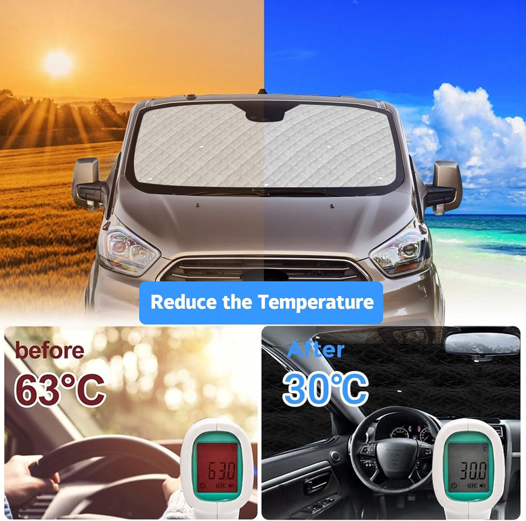 Thermomatte Fahrerhaus Innen Kompatibel mit VW T4, 8PCS Faltbare Isolierte Sonnenschutz Frontscheibe