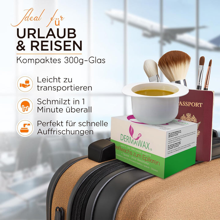 Dermawax 300 g Natural Honig Wachs Heisswachs Mikrowellenwachs zum Epilieren in der Mikrowelle erwär