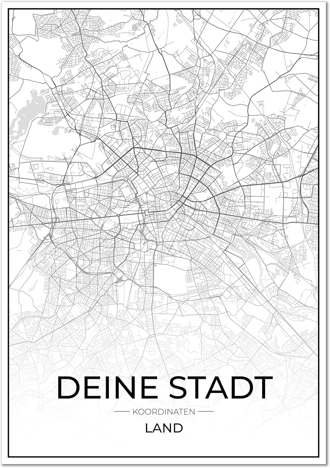 Vacentures® Stadtposter - Jede Stadt - Jeder Ort Weltweit Auswählbar - Poster deiner Lieblingsstadt