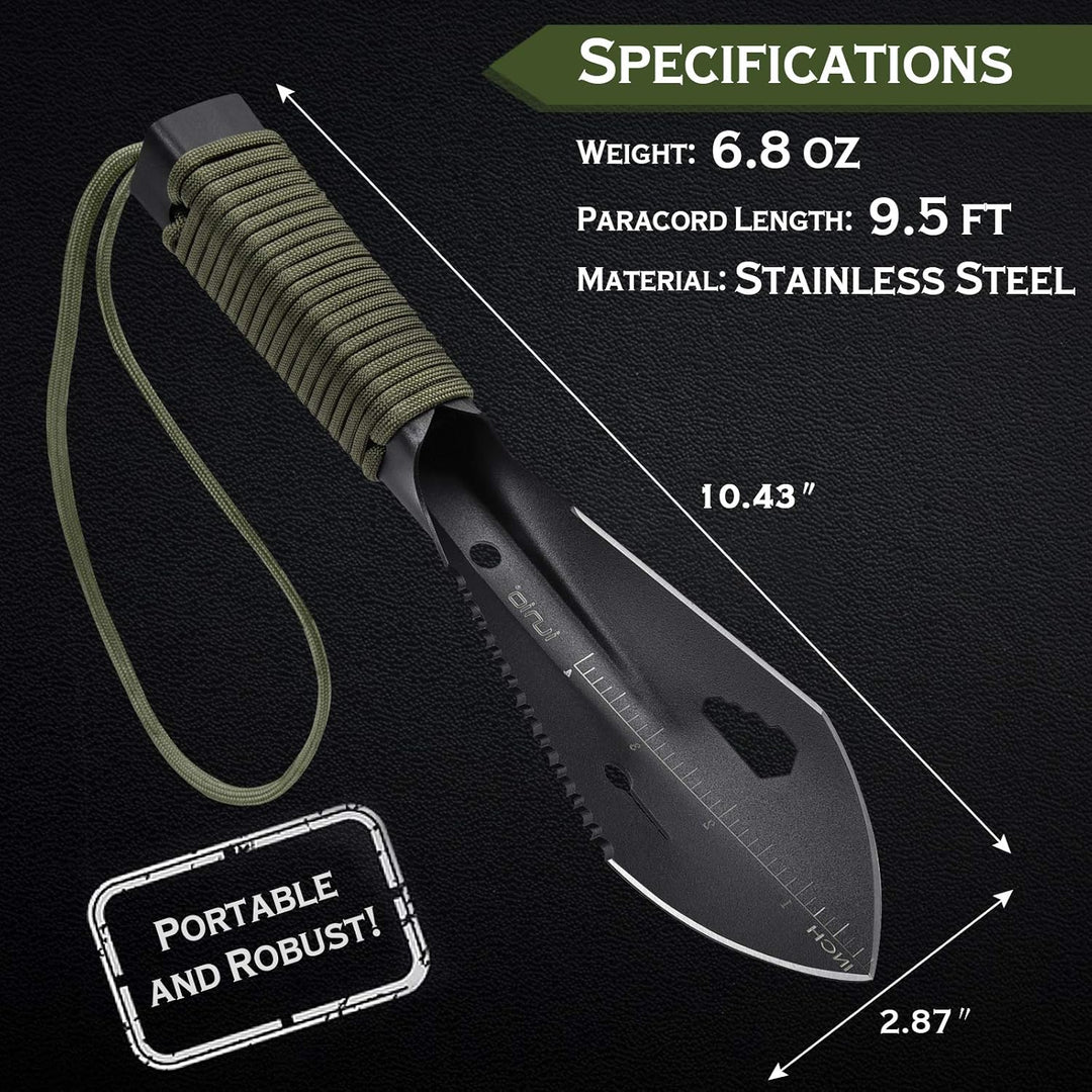 iunio Hiking Trowel, Camping, Backpacking, Portable Shovel, Multitool, Ultralight Camp Tool, with Ca