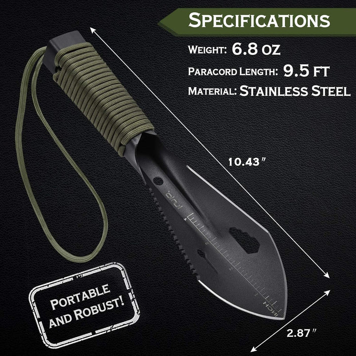 iunio Hiking Trowel, Camping, Backpacking, Portable Shovel, Multitool, Ultralight Camp Tool, with Ca