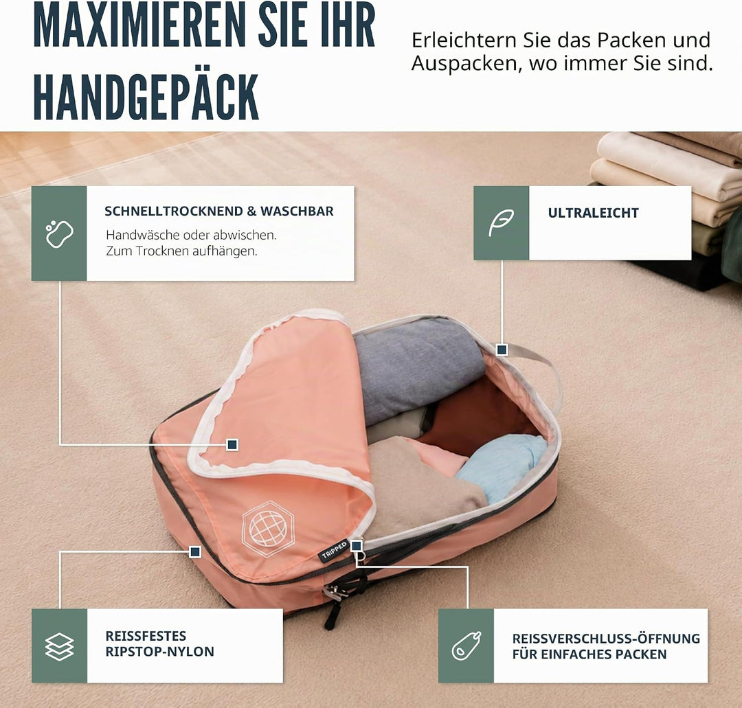 Kompressions-Packwürfel-Set für Reisen – leichter, robuster Kleidung-Organizer für Handgepäck und Ko