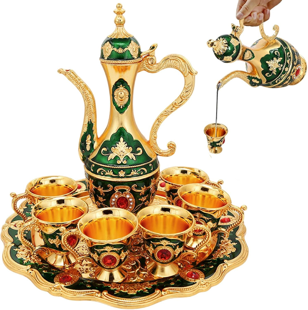 Marokkanisches Teeservice, 6-teilig, türkisches Kaffeetassen-Set mit Kanne, Vintage-Küchenzubehör fü