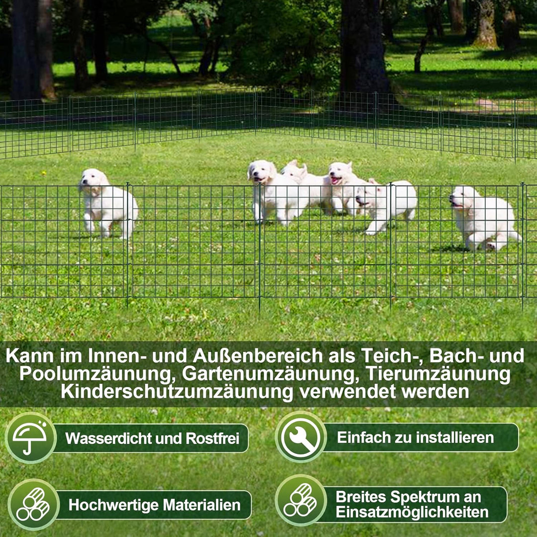 Gimisgu Teichzaun Gartenzaun 22tlg Set Zaun Teich mit 10 Zaunelemente und 12 Befestigungsstäben, Gar