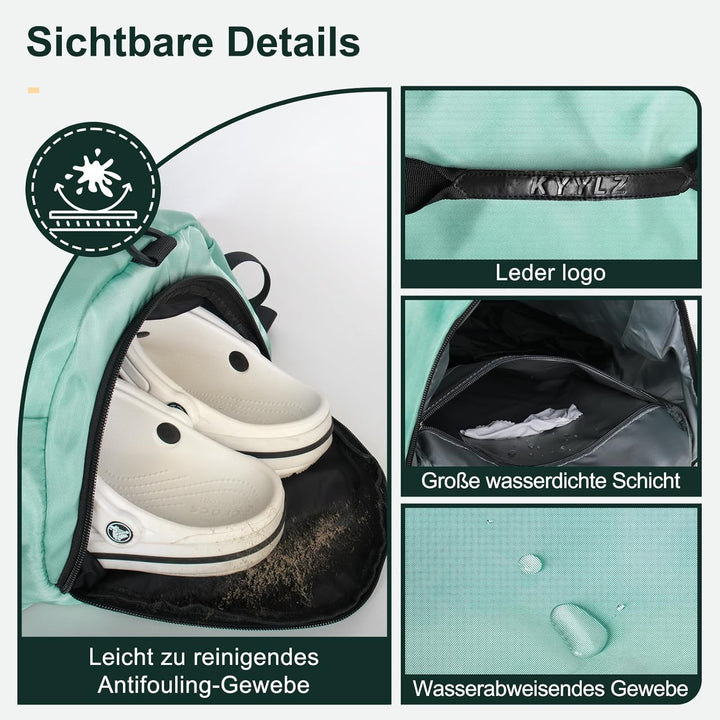 Sporttasche Herren, 30L Damen Sporttasche Rucksack, Klein Sportrucksack mit Schuhfach und Nassfach,