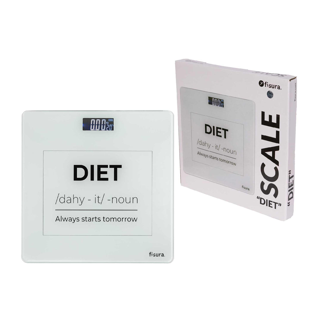 Fisura - Digitale Badezimmerwaage "diet". Glas-Badezimmerwaage. Elektronische Waage bis 180 kg mit 5