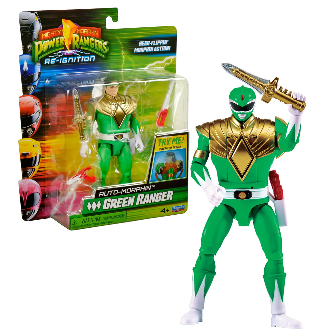 Power Ranger – Auto-Morphin, bewegliche Figur 2-in-1, 15 cm, Ranger Vert – Tommy, für Kinder ab 4 Ja