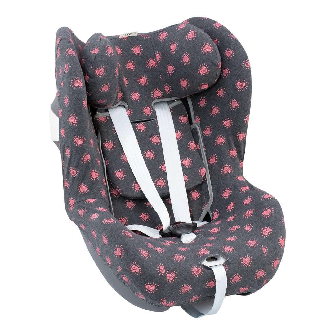 JYOKO KIDS Bezug kompatibel mit Cybex Gold Sirona M2 iSize (FLUOR HEART), FLUOR HEART