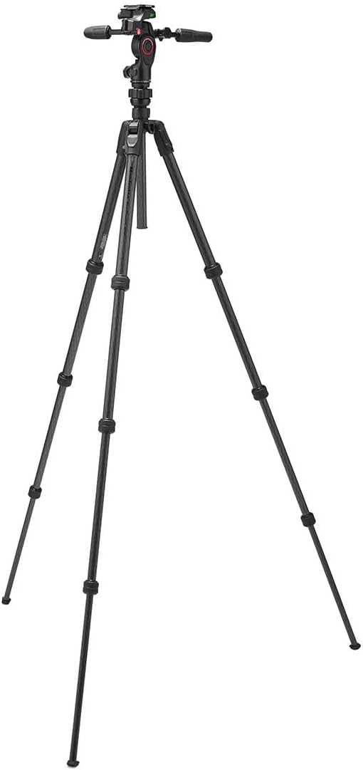 Manfrotto Befree GT PRO Reisestativ aus Kohlefaser, 4-teilig, mit 3-Wege-Schwenk-/Neigekopf, Schwarz