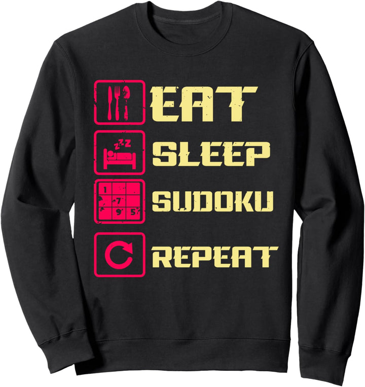 Eat Sleep Sudoku Repeat | Math Book Humor Game Joke Sayings Sweatshirt