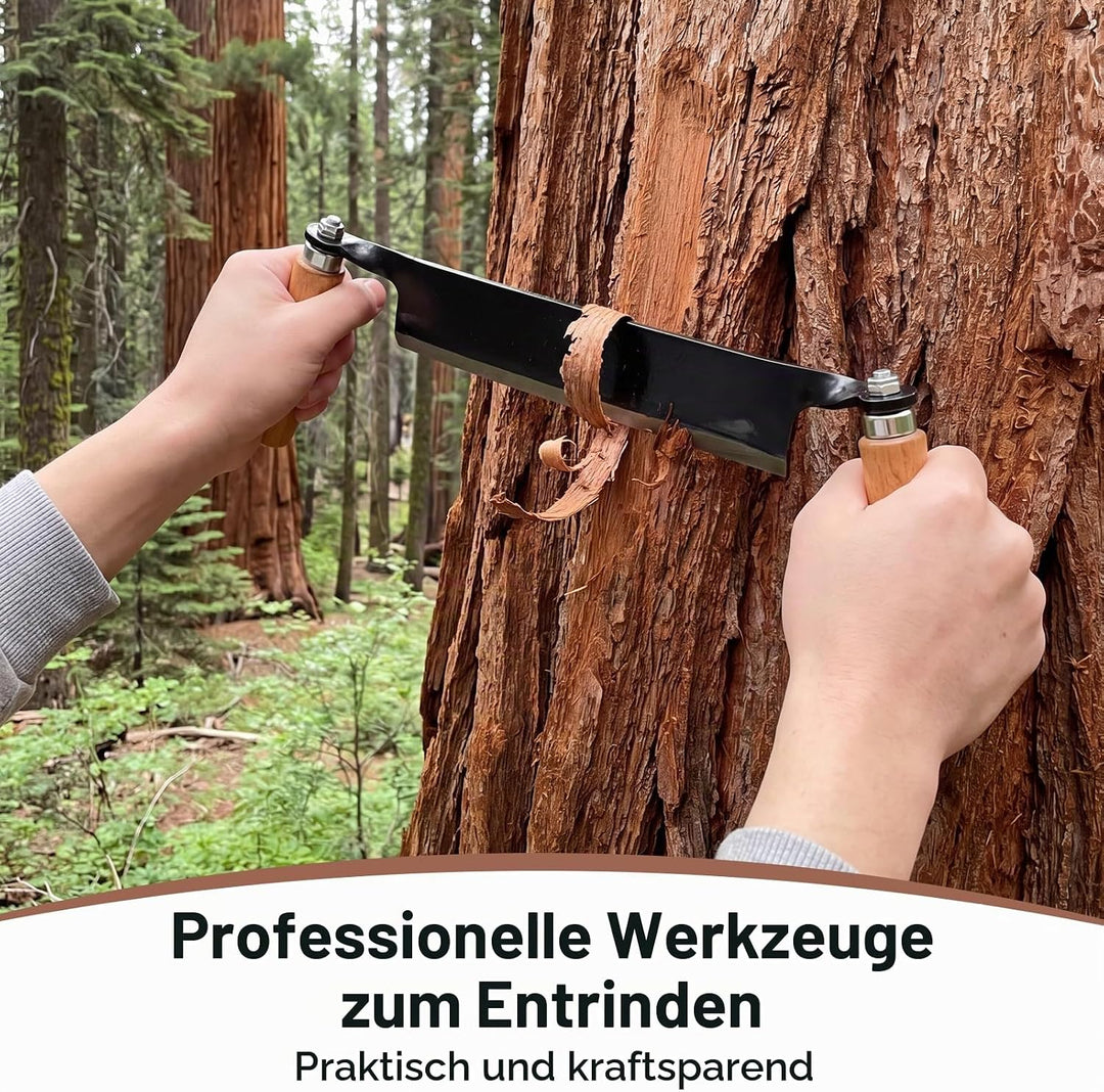 250 mm Zugmesser für Holz, Baumschäler mit komfortabler Holzgriff, Wolframstahl, Schindelmesser, Zus