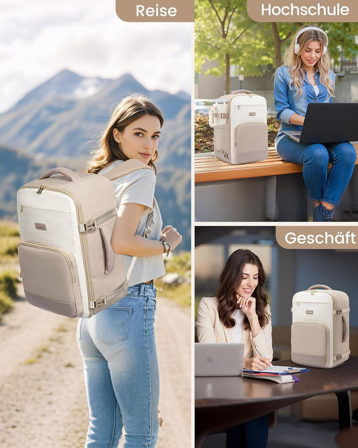 LOVEVOOK Handgepäck Rucksack, Rucksack Handgepäck Flugzeug, Gross Reiserucksack Damen Spritzwasserfe