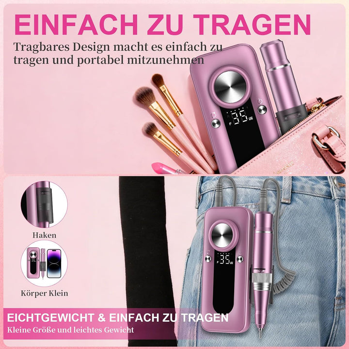 Elektrische Nagelfräser 45000 U/min，Wiederaufladbare Professionelle Elektrische Nagelfeile 4000mAh U