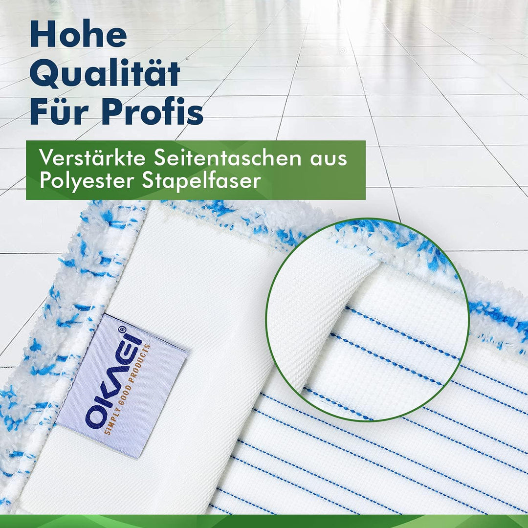 Okaei 10 Stück Wischmopp Bezug (40 cm) - Premium Bodenwischer-Wischbezug aus 100% Microfaser - Bezug