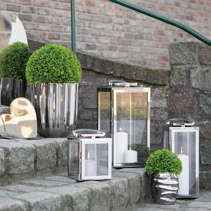 Fink Sevilla Laterne, Glas, Silber, 24cm 24cm Silber, 24cm Silber