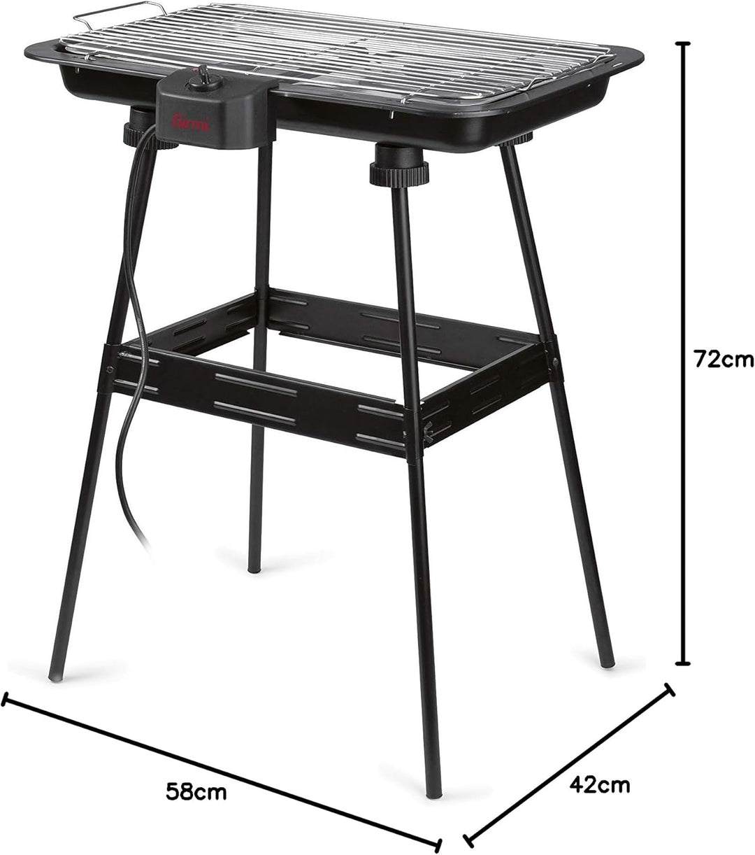 Girmi BQ2100 Grill mit Stand, 2200 W, grosse Kochfläche 51 x 30 cm, Edelstahl, 51 x 30 cm, Schwarz