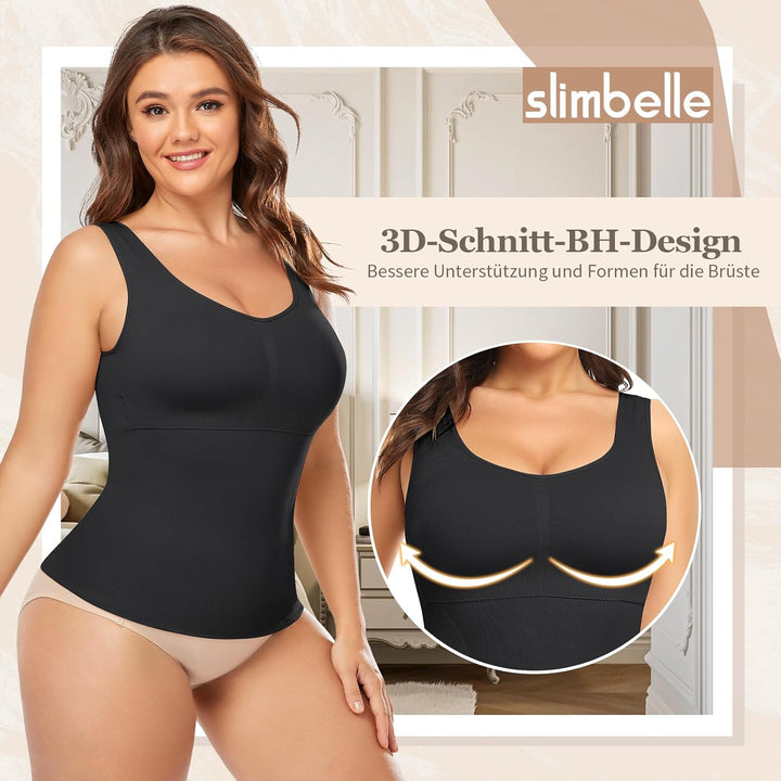 SLIMBELLE Damen Unterhemd BH Hemd Seamless Tank Top mit entfernbaren Cups Bauchweg Shapewear Top Ohn