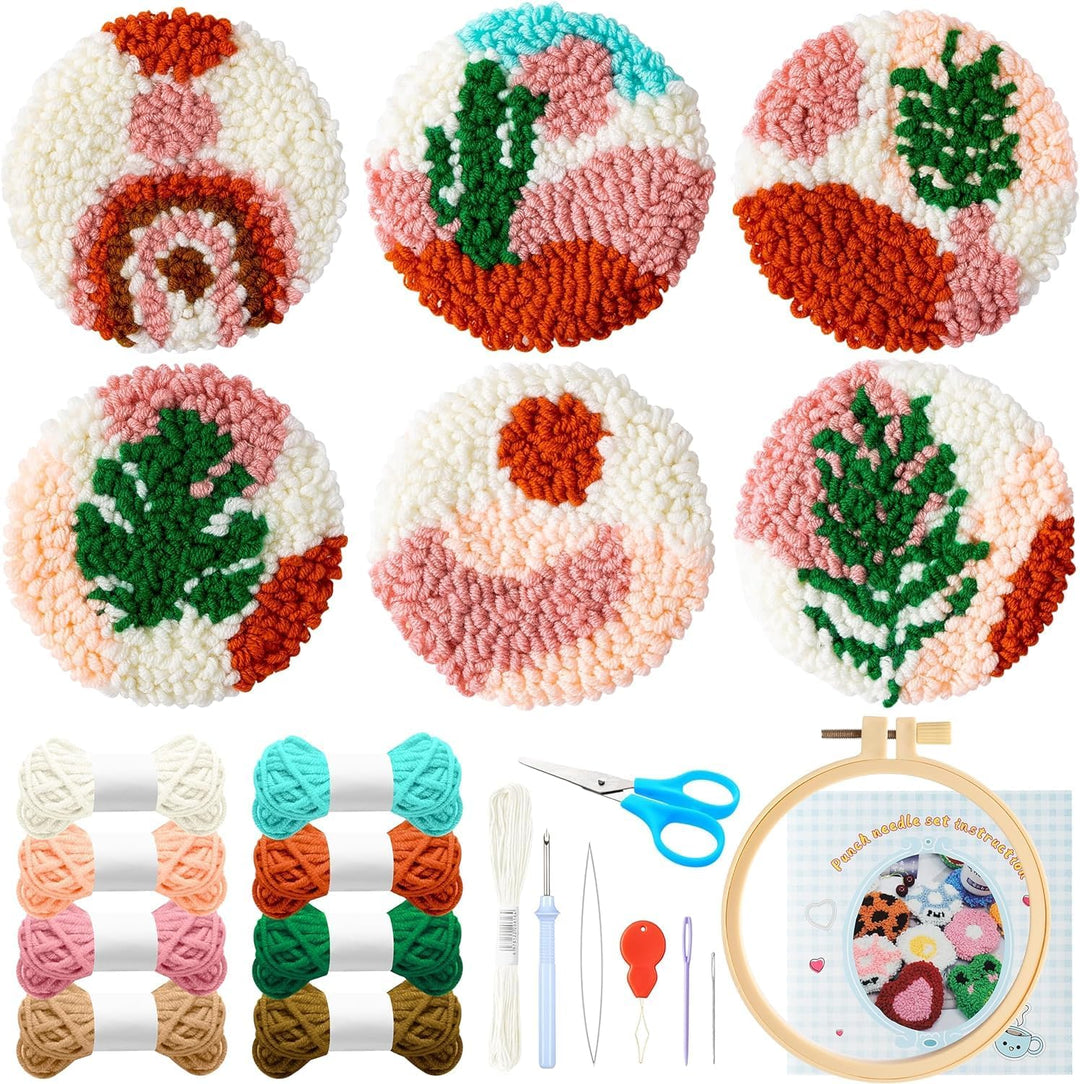 WATINC 22 Stück Craft Punch Needle Untersetzer Kit DIY Handwerk Stickerei Kit für Anfänger einfach F