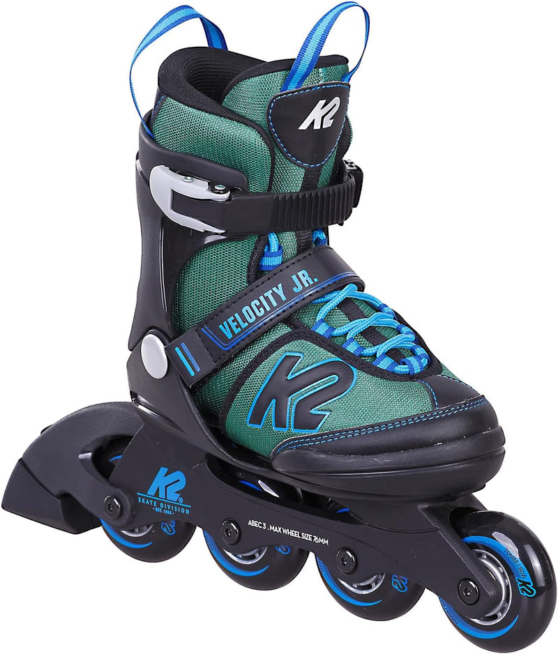 K2 Skates Jungen Inline Skates Velocity JR B, Black - Blue - Green, 30G0826 L (EU: 35-40 / UK: 3-7 /