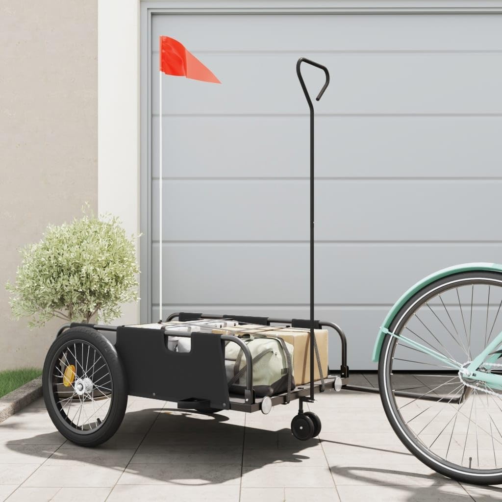 vidaXL Fahrradanhänger Lastenanhänger Schwarz 135 x 68 x 37 cm, Schwarz 135 x 68 x 37 cm