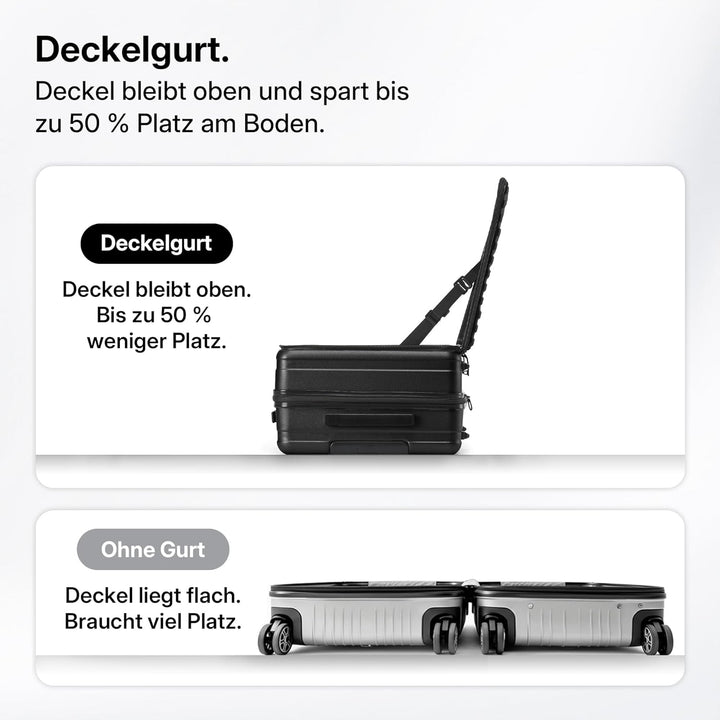 Münicase Koffer Expandierbar – Hartschalen-Trolley mit Oberseiten-Öffnung, Kompressionsgurt & extra