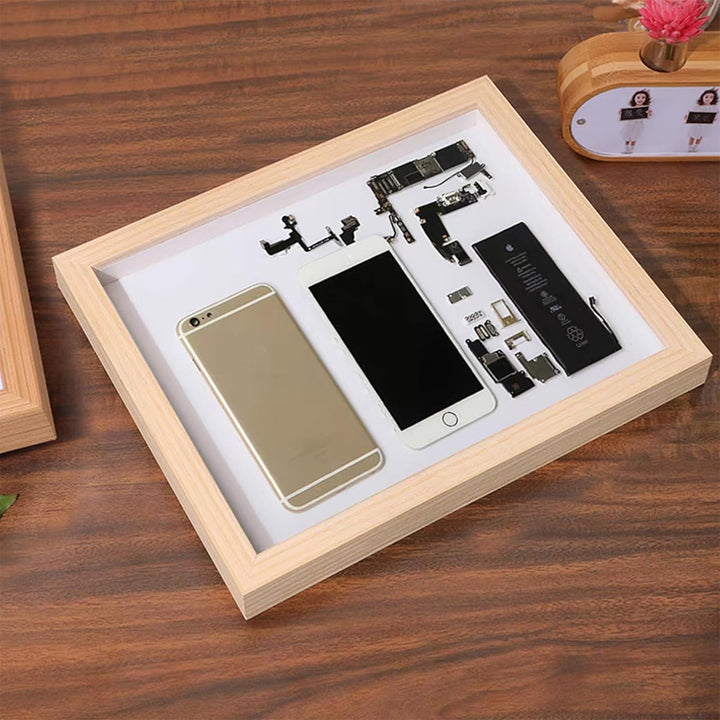 3D Bilderrahmen Holz 20x25cm 2 Pack Teakholz Fotorahmen aus Massivholz und Echtglas für Objekte bis