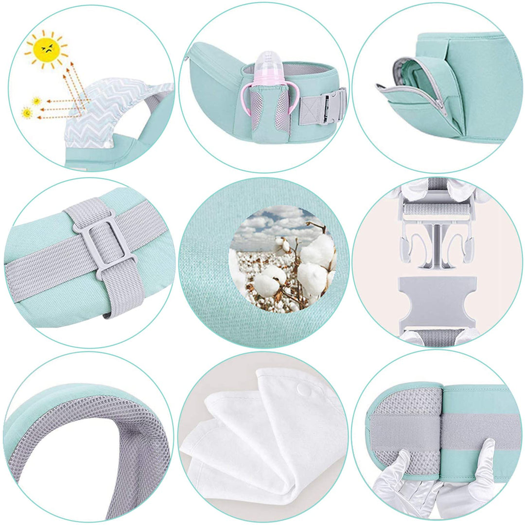 Viedouce Babytrage Ergonomische mit Hüftsitz/Reine Baumwolle Leicht und atmungsaktiv/Multiposition:D