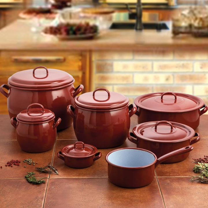 Quid Classico Emaille-Topf aus emailliertem Stahl, 12 cm, 0,75 l, Braun 12CM, 12CM