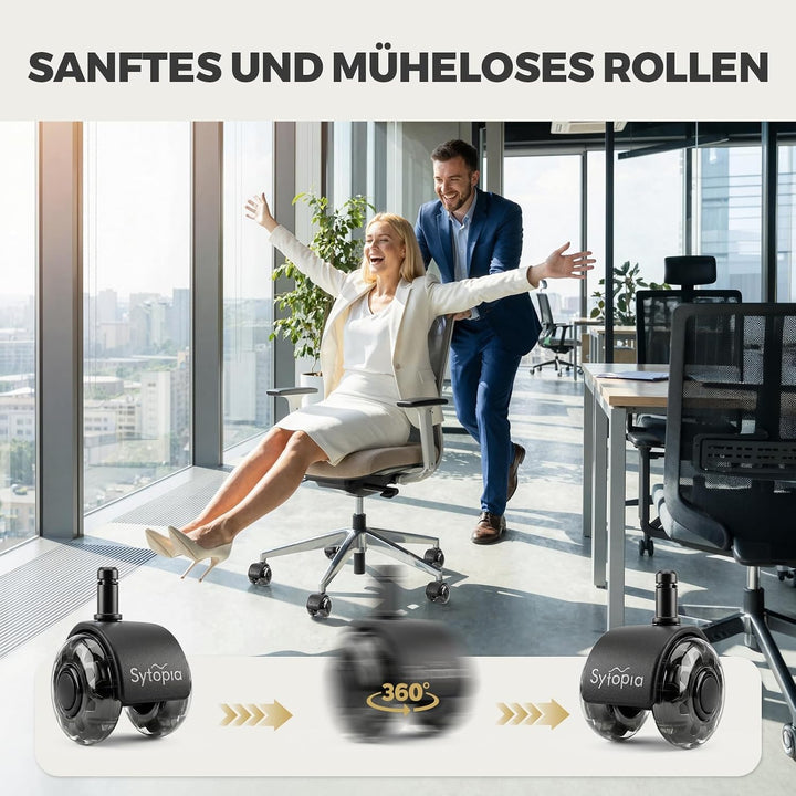 Sytopia Bürostuhl Rollen mit 10mm X 22mm Stift, 5er Set Rollen für 1KEA Bürostühle, Hartbodenrollen