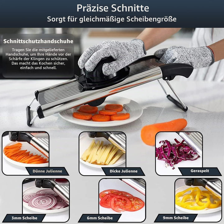 ADOV Gemüseschneider, Multifunktion Mandoline Gemüsehobel mit Edelstahl Klingen, Professionelle Vers