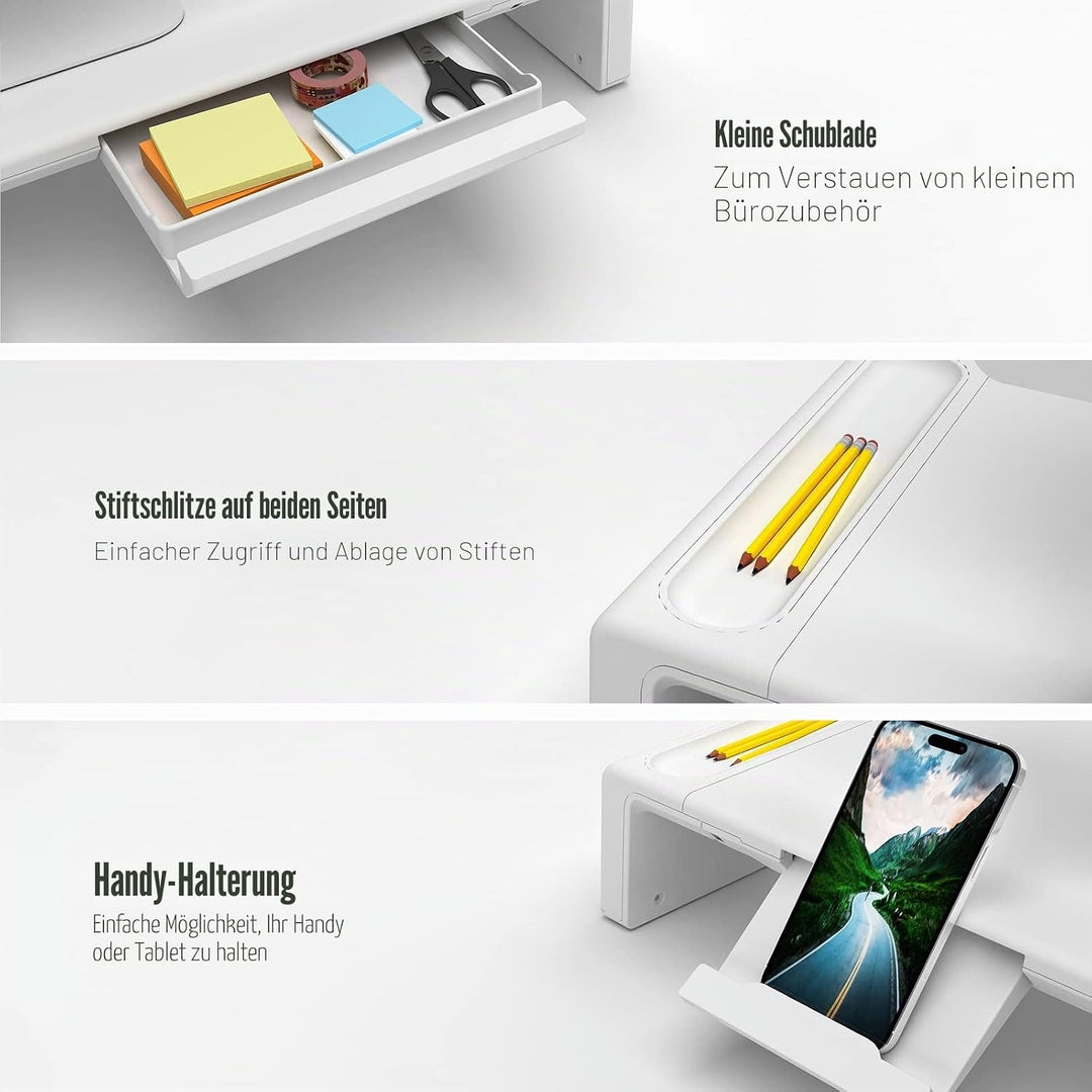 OImaster Monitorständer Riser, klappbar, höhenverstellbarer Computerständer mit Schublade & Stiftefa
