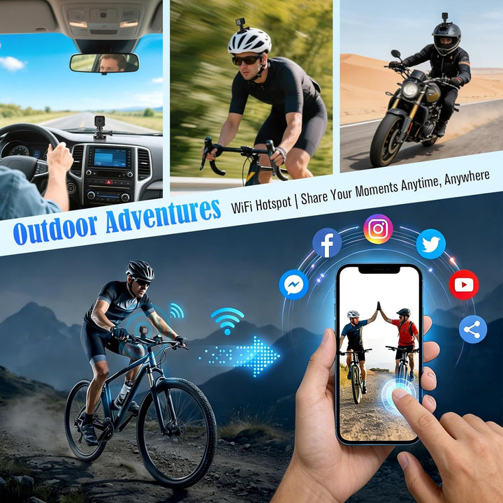 Mini Action Cam,WiFi 1080P HD & 120° Wide Angle Helmet Camera, Verbesserte Version Dashcam Fahrrad M