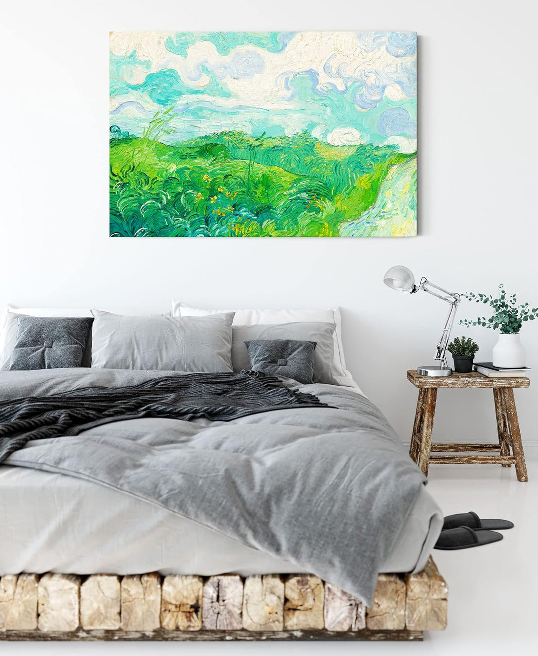Vincent Van Gogh - Feld mit grünem Weizen als Leinwandbild / Grösse: 100x70 cm / Wandbild / Kunstdru