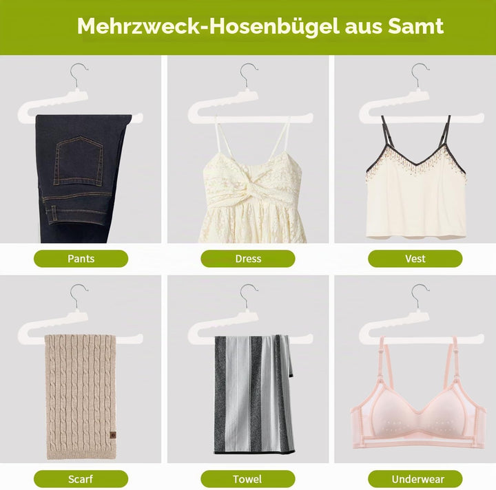 ManGotree rutschfeste Samt-Hosenbügel, Filz-Jeansbügel mit Offenen Enden für Kleiderschrank-Organize
