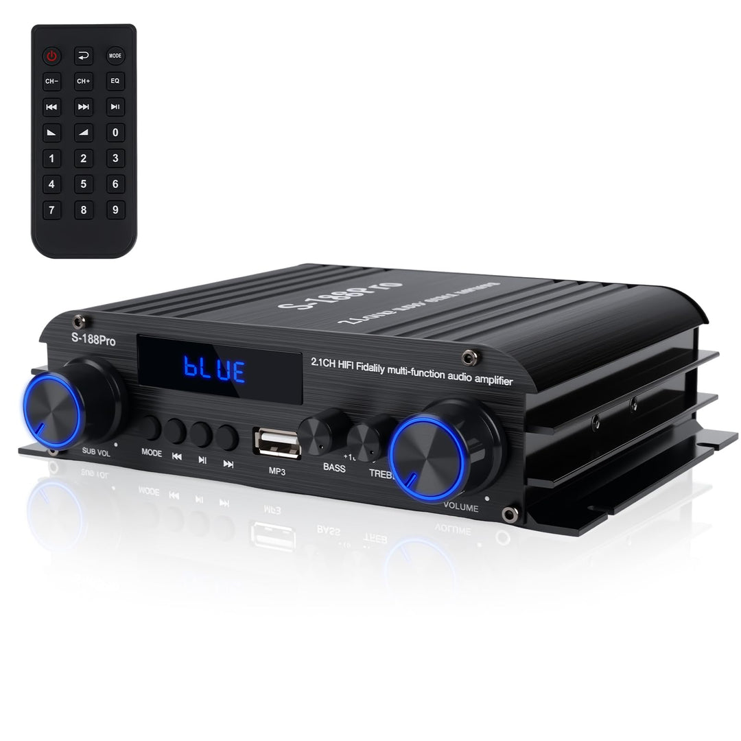 2.1 Kanal Mini hifi Verstärker - Bluetooth 5.3 Audioverstärker mit 1000W Peak | 50W×2 RMS + Subwoofe