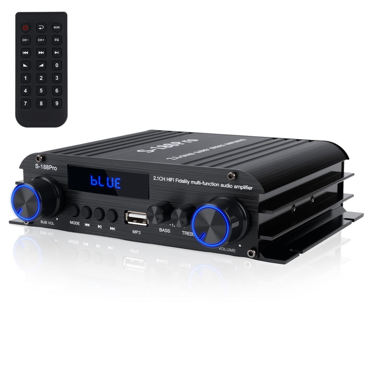 2.1 Kanal Mini hifi Verstärker - Bluetooth 5.3 Audioverstärker mit 1000W Peak | 50W×2 RMS + Subwoofe